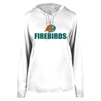 Ladies Long Sleeve Hooded Drifit Tee with thumb slots - Firebirds Thumbnail